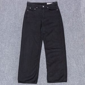Rag & Bone Logan Mid Rise Wide Leg Black Denim Relaxed Jeans Women's 30